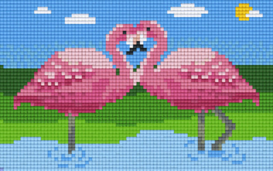 Flamingos Two [2] Baseplate PixelHobby Mini-mosaic Art Kits image 0